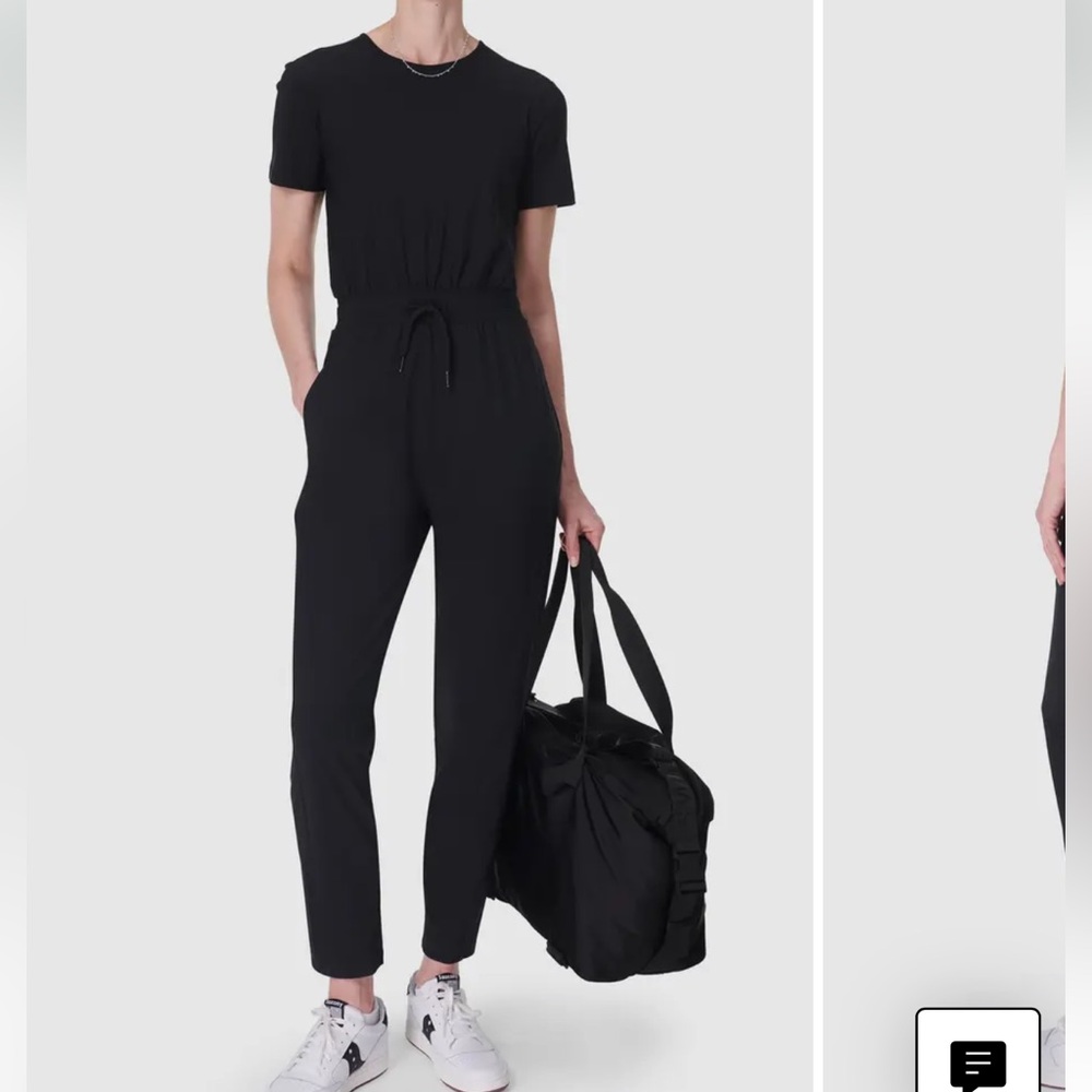 Sweaty Betty Black Short-Sleeve Drawstring Waist Jumpsuit
